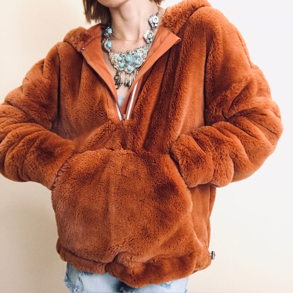 NWOT Free People Fuax fur pullover sweater XS